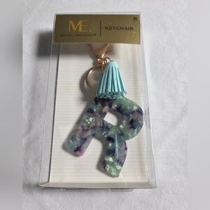 Keychain Letter R By Modern Expressions Brand New Blue Stone